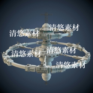 双环太空科幻外星空间站maya fbx obj模型文件 非实物A496 c4d