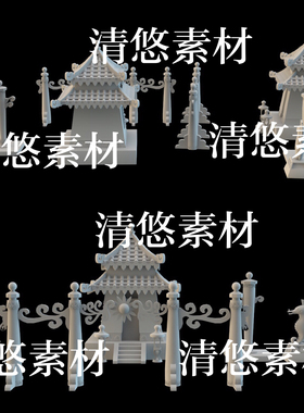 3dmax c4d fbx obj格式古风卡通建筑柱子花纹石灯文件 非实物B78