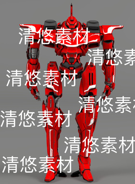 c4d fbx格式pbr骨骼绑定机甲科幻红色机器人动作文件 非实物B876