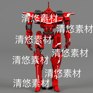 pbr骨骼绑定机甲科幻红色机器人动作文件 非实物B876 fbx格式 c4d