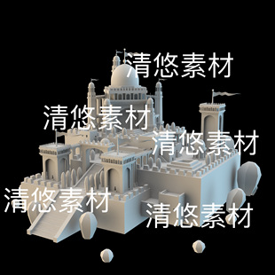 卡通城堡场景建筑模型文件 maya 非实物D215 欧式 obj格式 c4d fbx