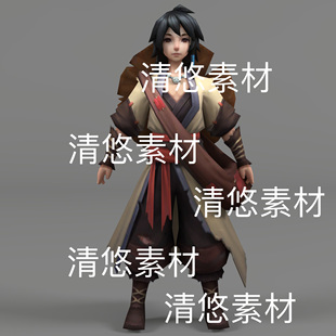 古风人物小男孩街头乞丐骨骼绑定简模文件 非实物D583 fbx格式 c4d