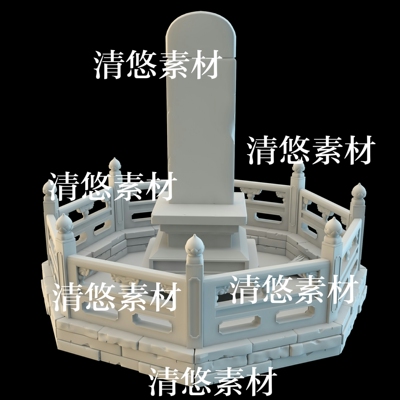 maya 3dmax c4d fbx obj古风小水池石碑围栏模型文件 非实物A925