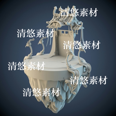3dmax c4d fbx obj古风仙幻石台平台浮岛模型场景文件 非实物A834