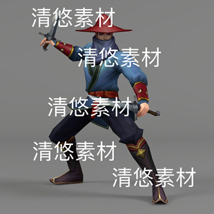 非实物D690 古风人物男匕首蒙面刺客动作文件 简模c4d fbx格式