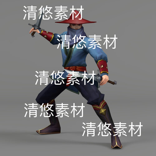 简模c4d fbx格式古风人物男匕首蒙面刺客动作文件 非实物D690