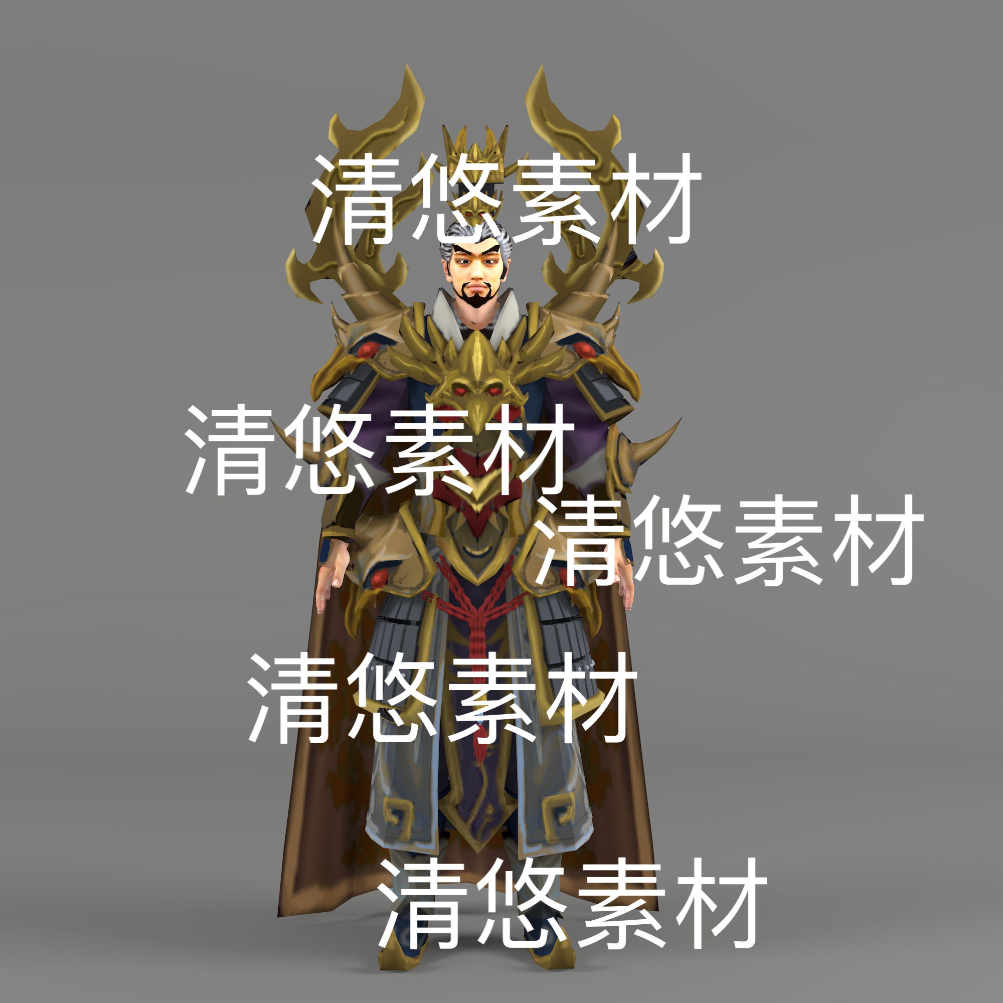 三国人物盔甲曹操c4d fbx obj格式曹操古代男文件 非实物D701