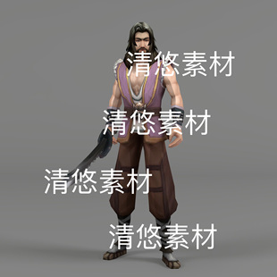 古代持刀绿林好汉人物男动作文件 非实物D805 fbx格式 简模c4d