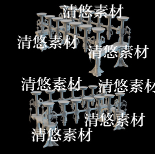 3dmax fbx格式 obj古代古风寺院大殿灯台灯架文件 非实物B304 c4d