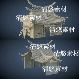 obj模型格式 古代房子竹木小屋灯笼3dmax c4d fbx 非实物A668 文件