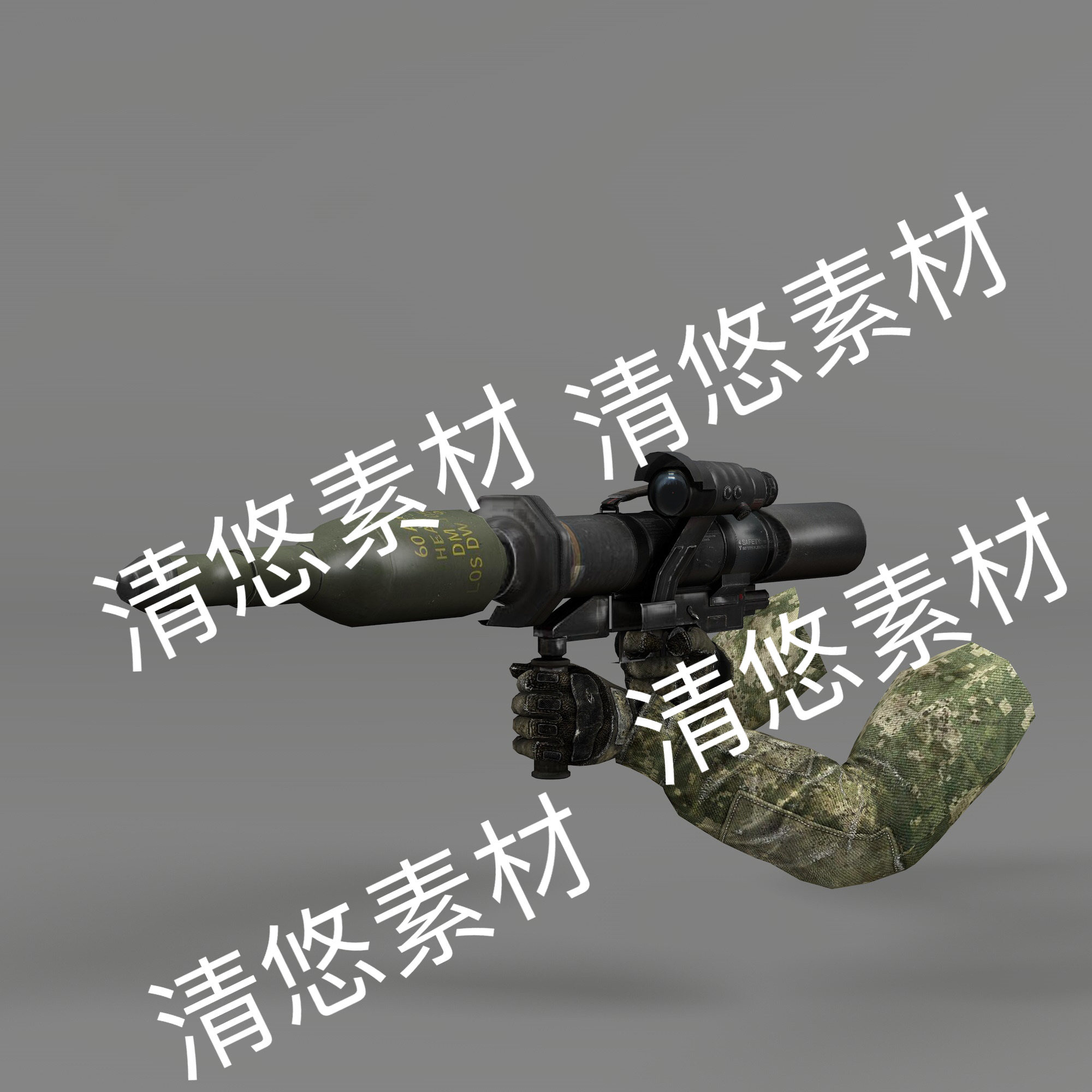 c4d fbx格式PZF3反坦克火箭筒第一人称绑定动作文件 非实物E41