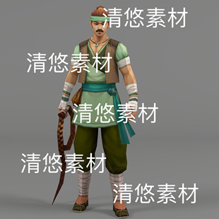 非实物D579 古代男人物马夫车夫村民骨骼绑定简模文件 c4d fbx格式