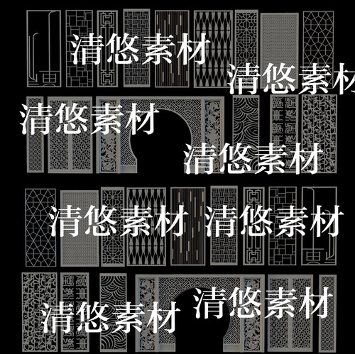 15个 c4d fbx obj 3ds格式中式古风花格屏风隔断文件 非实物B401