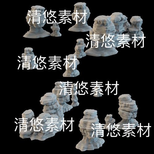 3dmax c4d fbx obj格式沙漠戈壁风石沙石文件 非实物B728