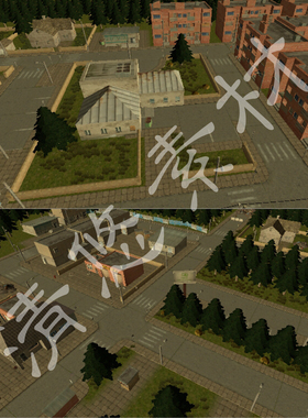 unity3d c4d场景模型小镇城镇城市医院射击游戏场景fbx格式113