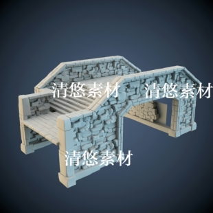 obj格式 3dmax c4d fbx 非实物A376 文件古代建筑碎石桥模型