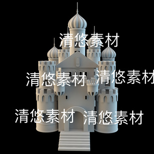 3dmax c4d fbx obj格式欧式卡通城堡建筑模型文件 非实物D78
