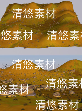 c4d fbx obj格式地形地面沙漠戈壁敦煌地貌模型文件 非实物D486