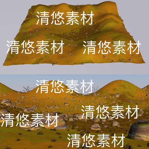 c4d fbx obj格式地形地面沙漠戈壁敦煌地貌模型文件 非实物D486