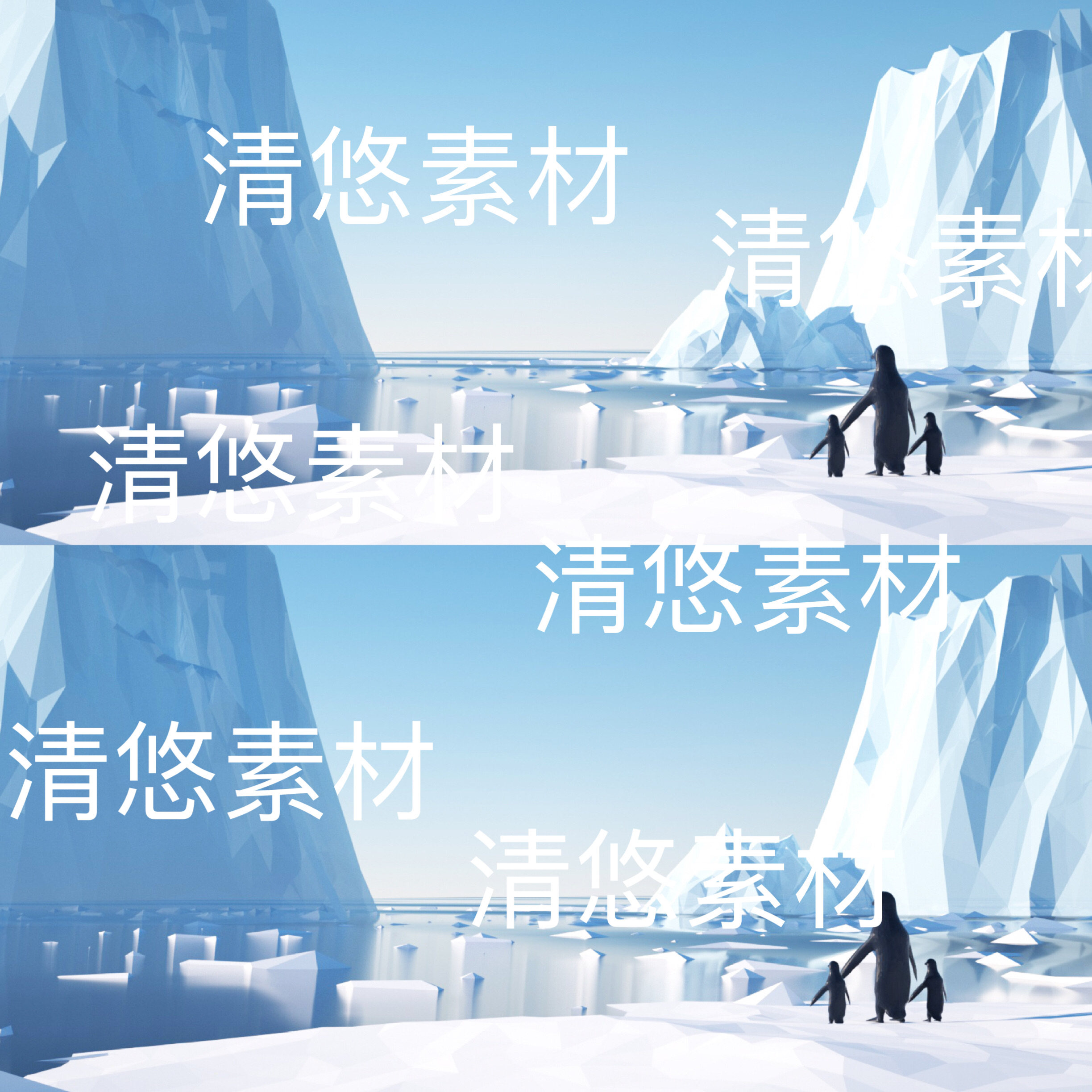 c4d卡通多边形冰川冬天oc渲染环境场景文件 非实物D241