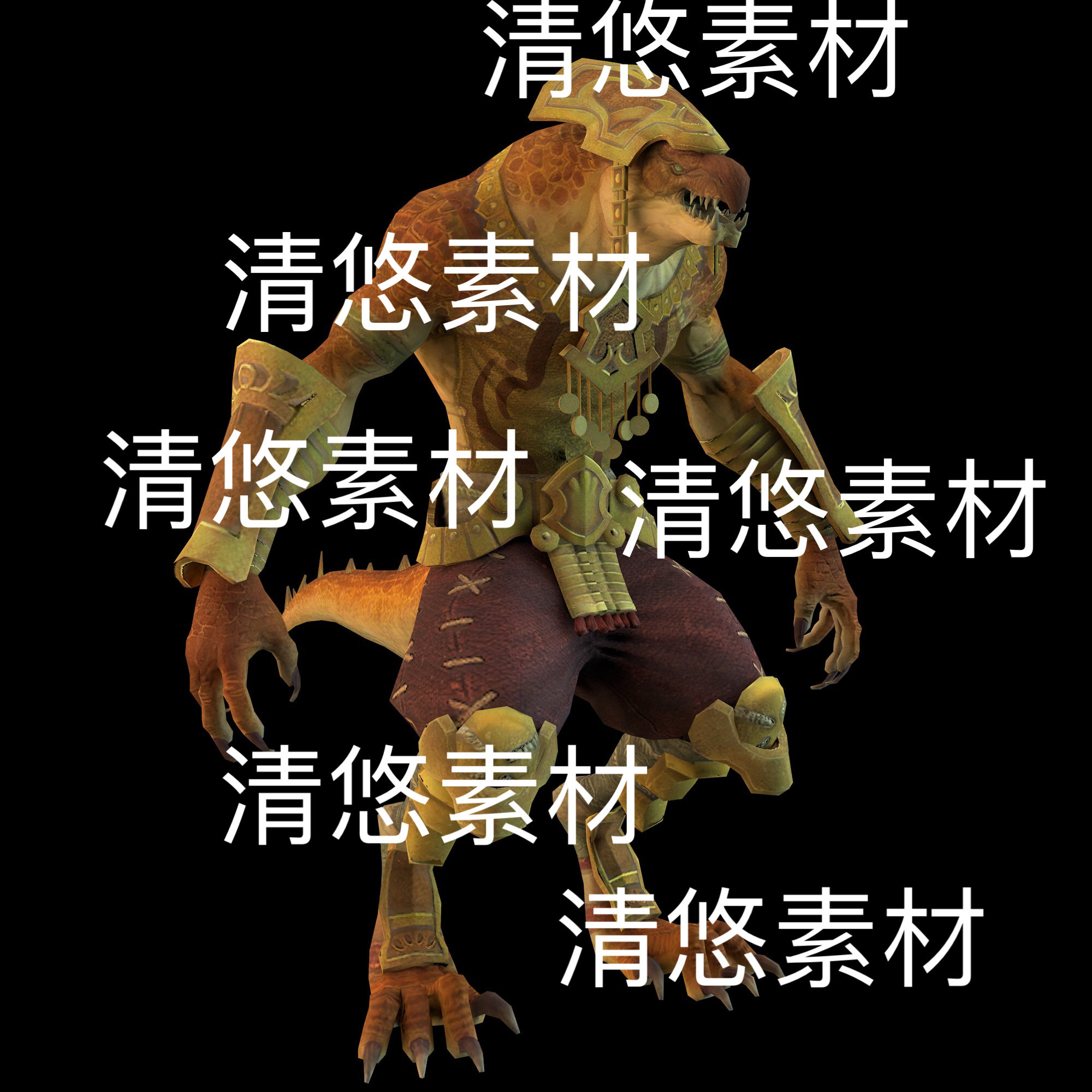 c4d fbx格式骨骼绑定动作半兽人法老守卫蜥蜴文件 非实物D452