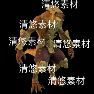 非实物D452 骨骼绑定动作半兽人法老守卫蜥蜴文件 c4d fbx格式