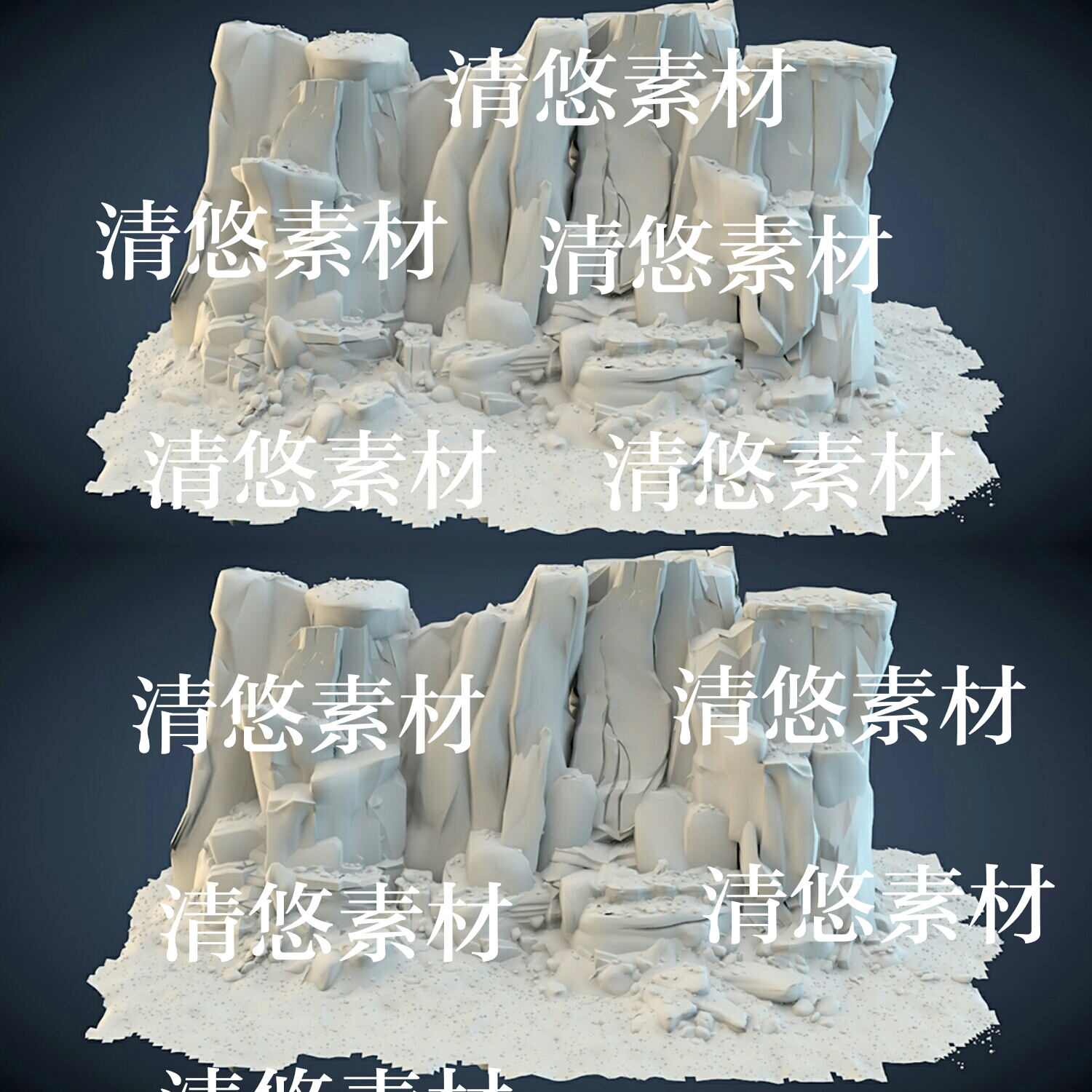 3dmax c4d fbx obj沙漠戈壁石头碎石子石山模型文件 非实物A763