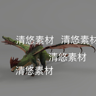 骨骼绑定西方恶龙飞龙神兽模型文件 非实物D455 fbx格式 c4d