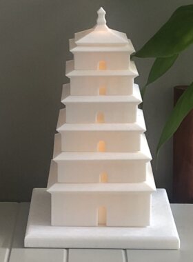 古建筑3d打印成品 西安大雁塔桌面摆件拼装发光led小灯泡模型