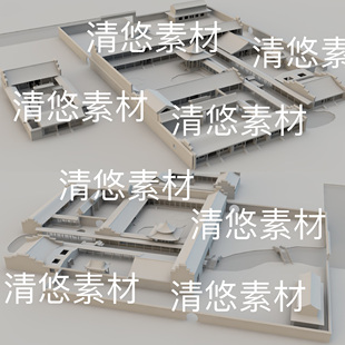 3ds格式 c4d fbx obj 非实物B681 苏州园林河道小船古建筑场景文件