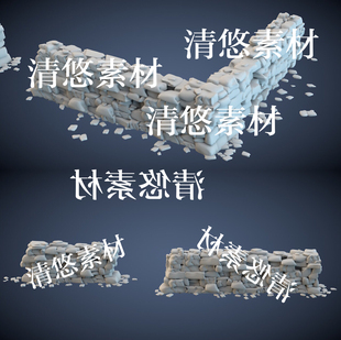 obj格式 碎石墙围墙石块城墙3dmax c4d fbx 非实物A619 文件模型