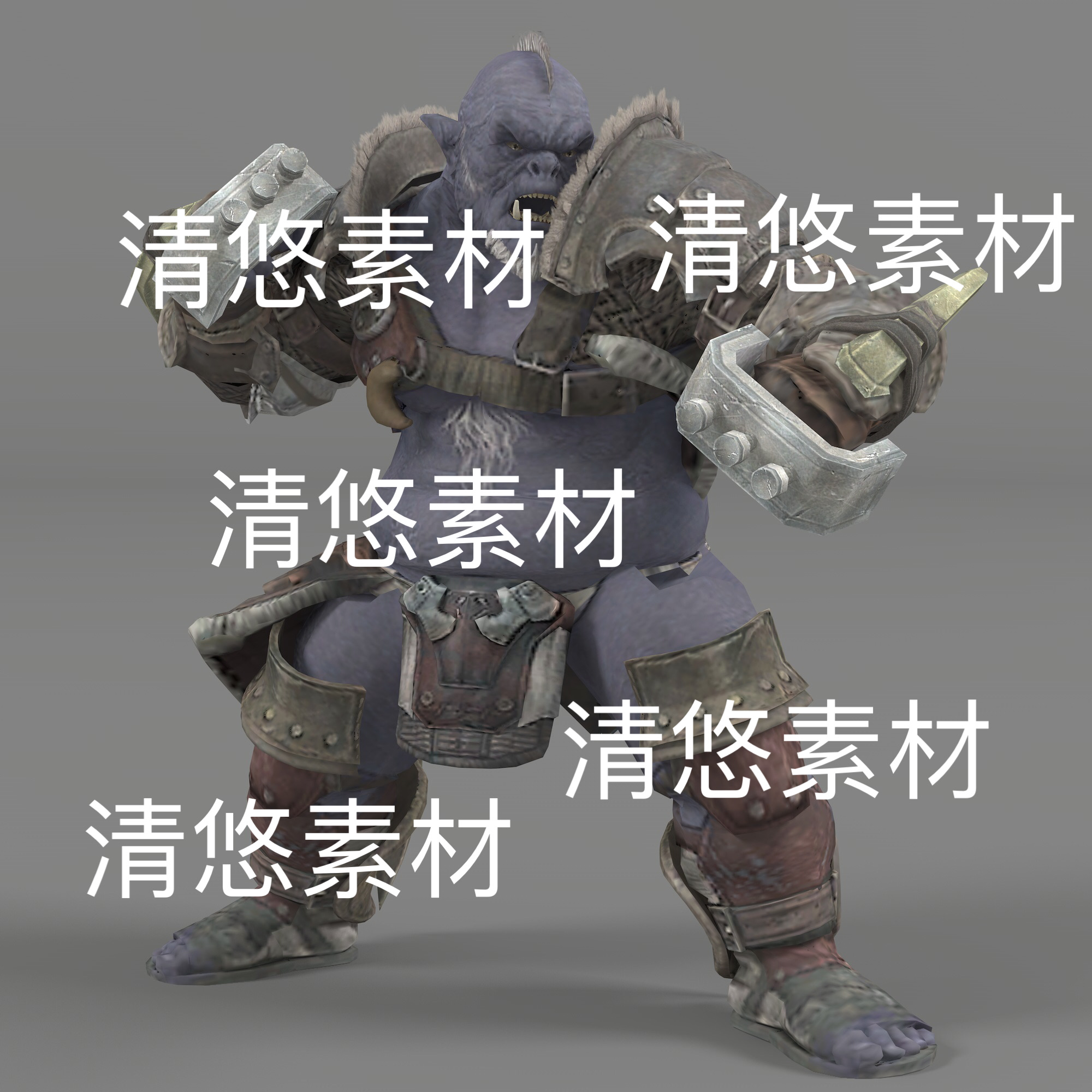 c4d fbx格式魔兽半兽人勇士战士骨骼绑定动作文件非实物D390