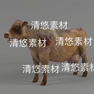 c4d 骨骼绑定战争爆炸受伤 奶牛家禽文件 非实物D744 fbx格式