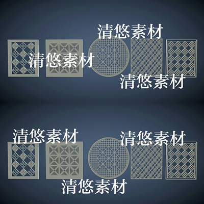 3dmax c4d fbx obj古风窗户花纹图案文件模型 非实物A837