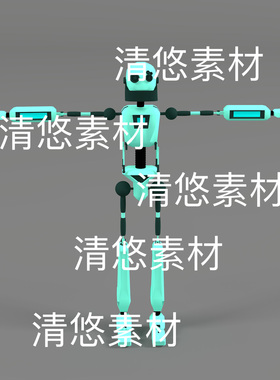 c4d fbx obj格式卡通绿色机器人骨骼绑定模型文件 非实物D912