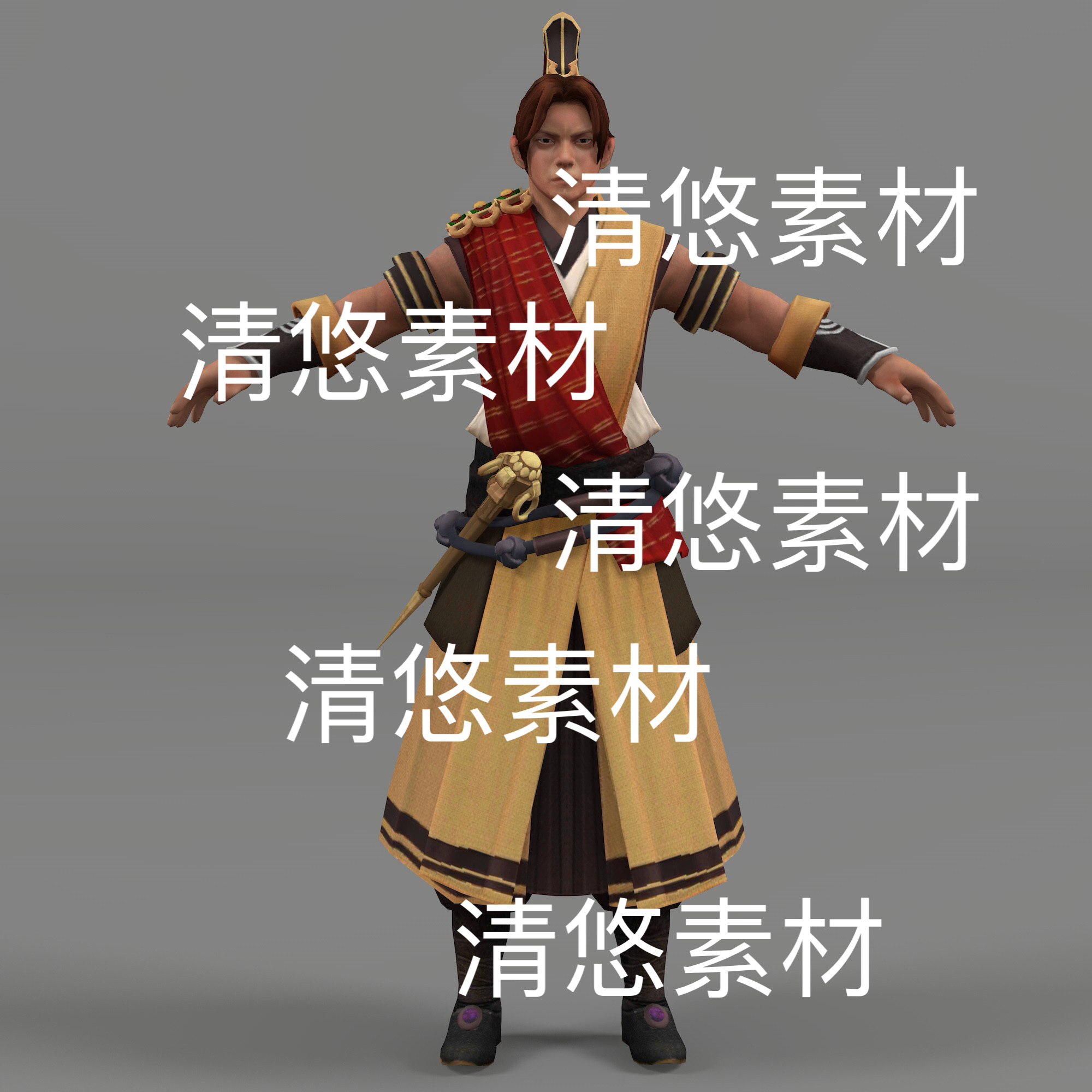 c4d fbx obj格式古装三国古代人物男模型文件 非实物D252