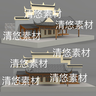 古建筑舞台戏台模型文件 3dmax 非实物B841 中式 obj格式 c4d fbx