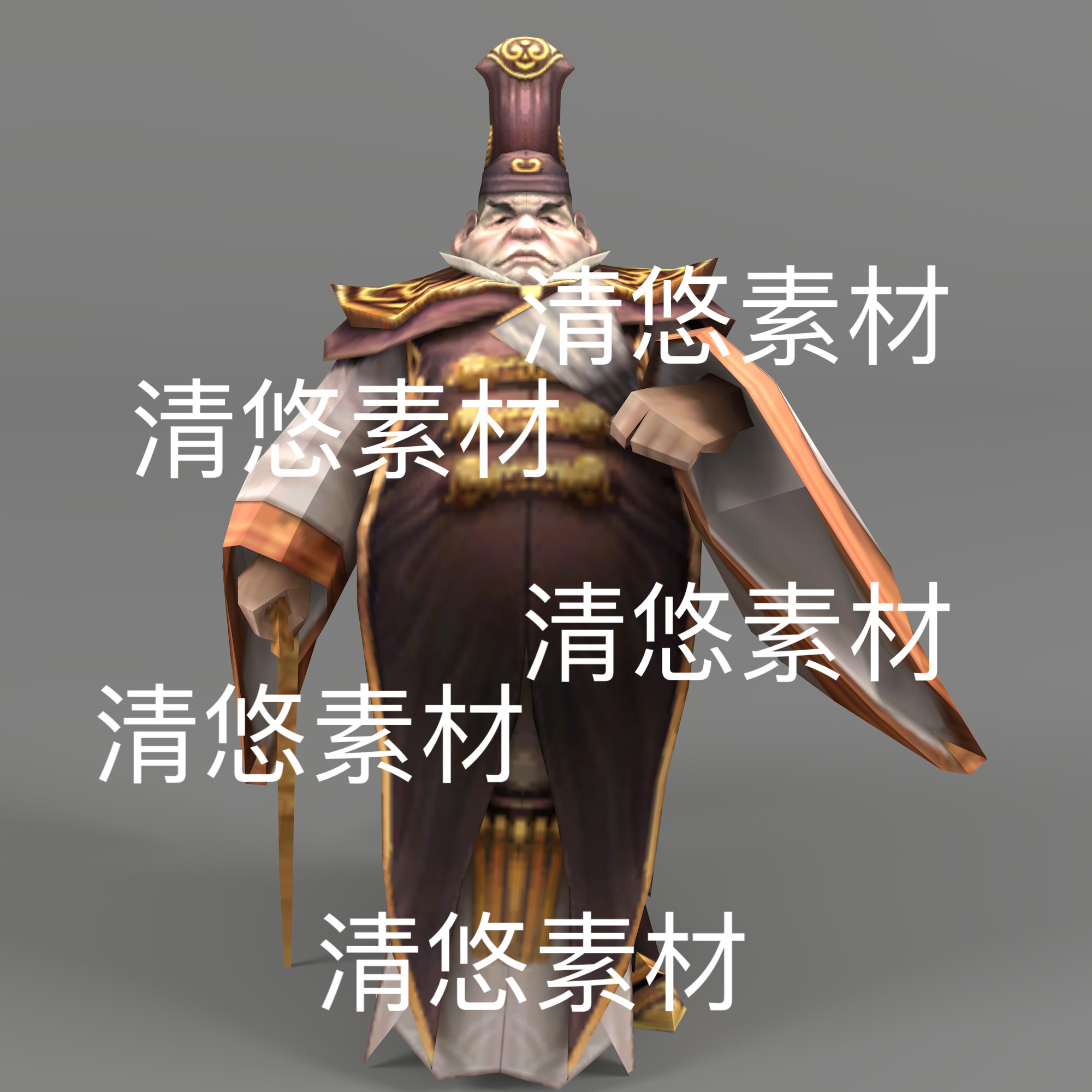 简模3dmax格式古代地主富商bip骨骼绑定豪绅人物fbx非实物D414