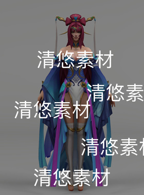 c4d fbx格式仙侠古风人物女仙子npc绑定简模文件 非实物D649