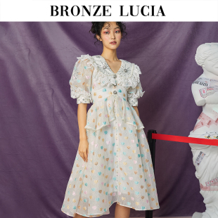 Bronze 复古宫廷风连衣裙高级感收腰甜美公主裙白色 Lucia法式