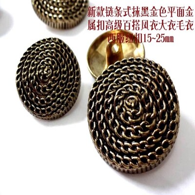 新款摸黑金色金属纽扣链条花