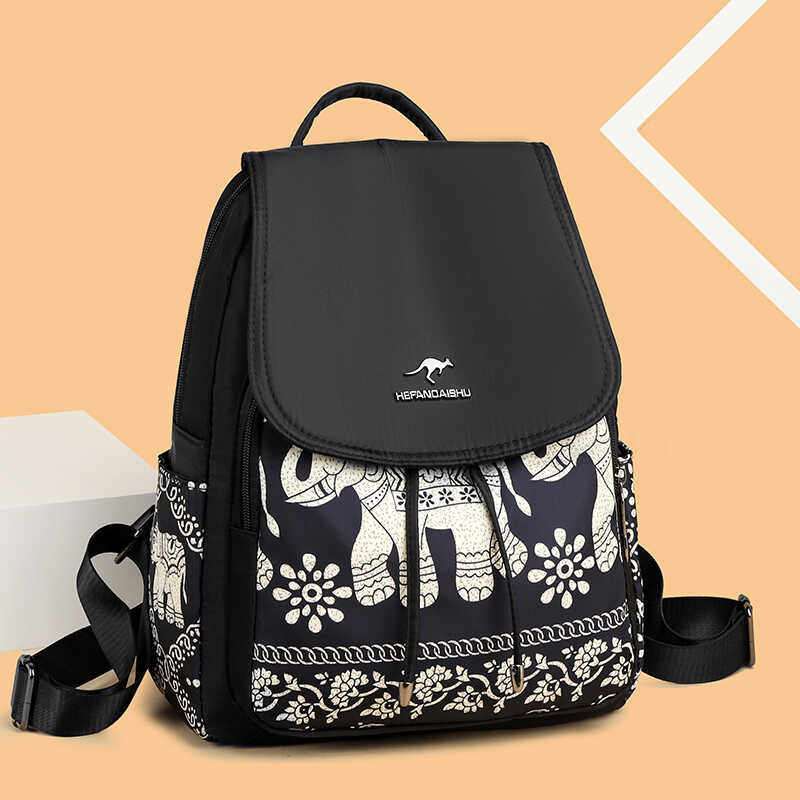 袋鼠威威防盗双肩包女2026新款时尚牛津布女士背包女轻便旅行包包