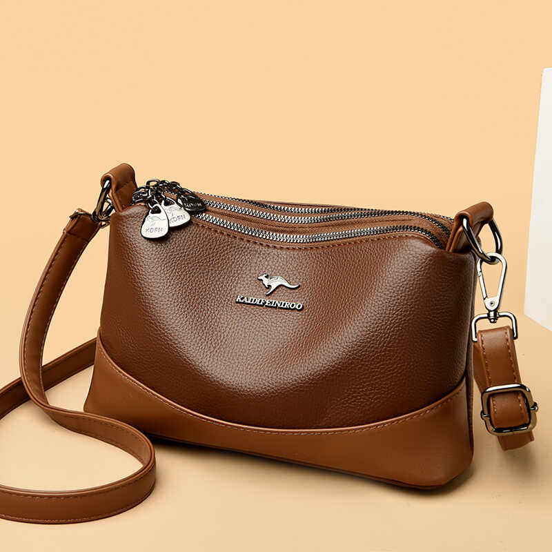 中老年软皮小包包女斜挎2026新款女士多层包包时尚真皮单肩妈妈包