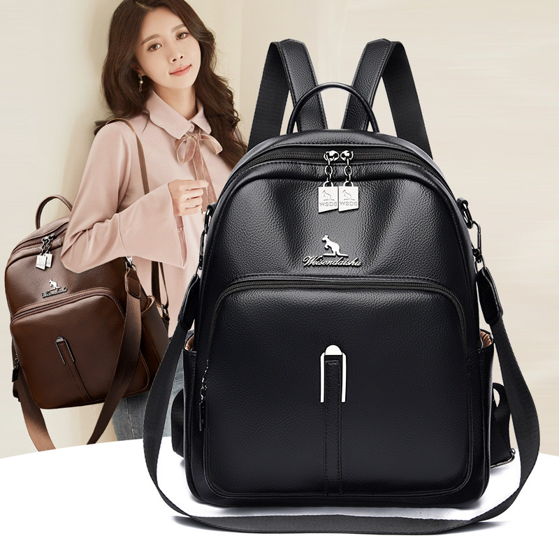 品牌双肩包女真皮2026新款中年女士牛皮软皮背包大容量旅游妈妈包