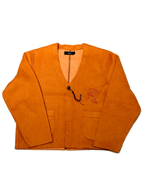 Minus Cut Off Cardigan With Signature 日产 做旧 马海毛开衫