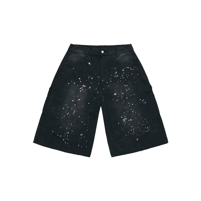 Sense Washed Drip Double Knee Shorts 做旧 泼墨双膝短裤