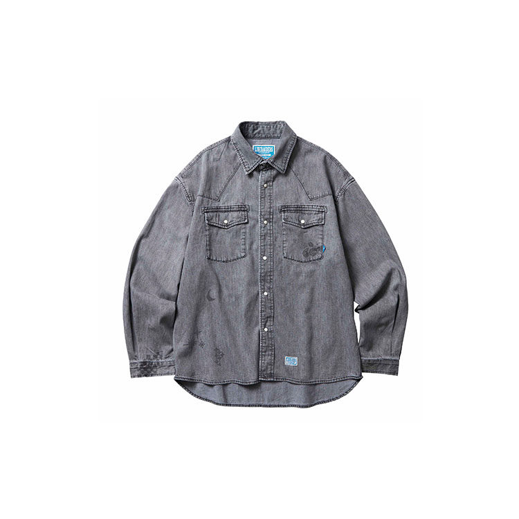 ［6折］LIBERAIDERS ZIP FRONT DENIM JACKET宽松水洗牛仔衬衫短