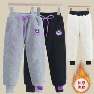 女童加厚运动裤三层夹棉冬季男童保暖棉卫裤加绒外穿裤子过冬