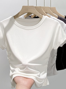 H239圆领短袖t恤女夏季外穿韩版修身上衣内搭时尚辣妹显瘦百搭潮