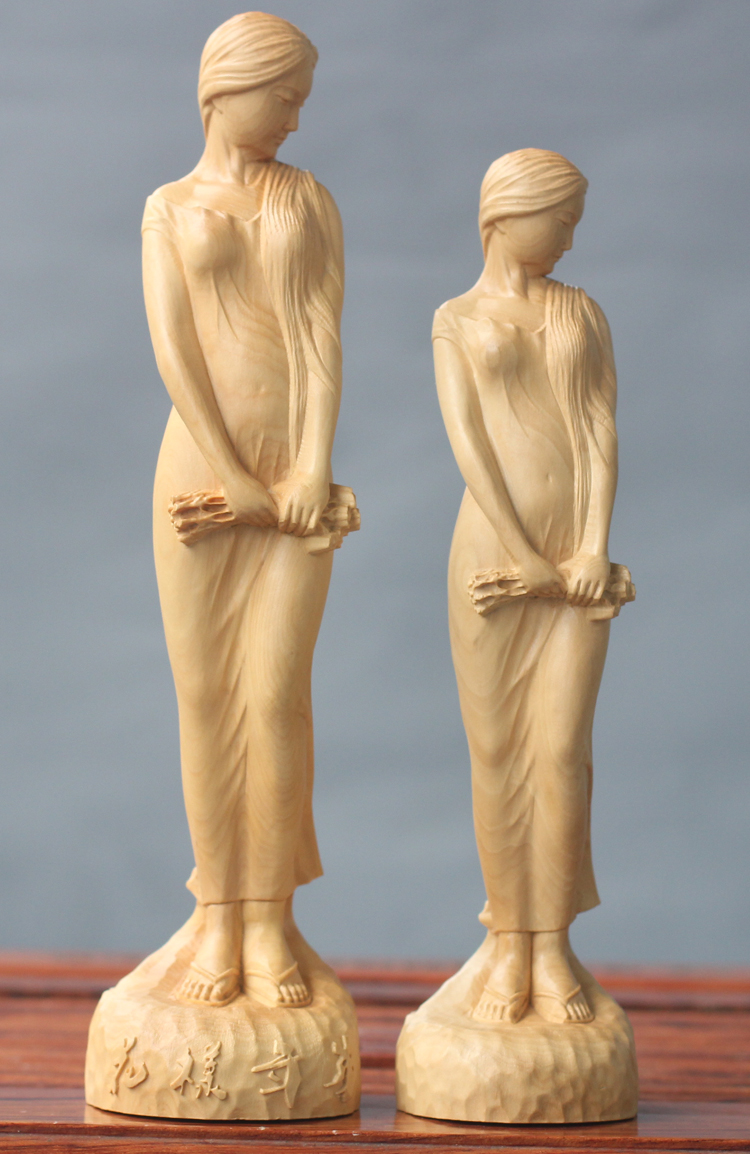 居家摆件美女乐清黄杨木雕